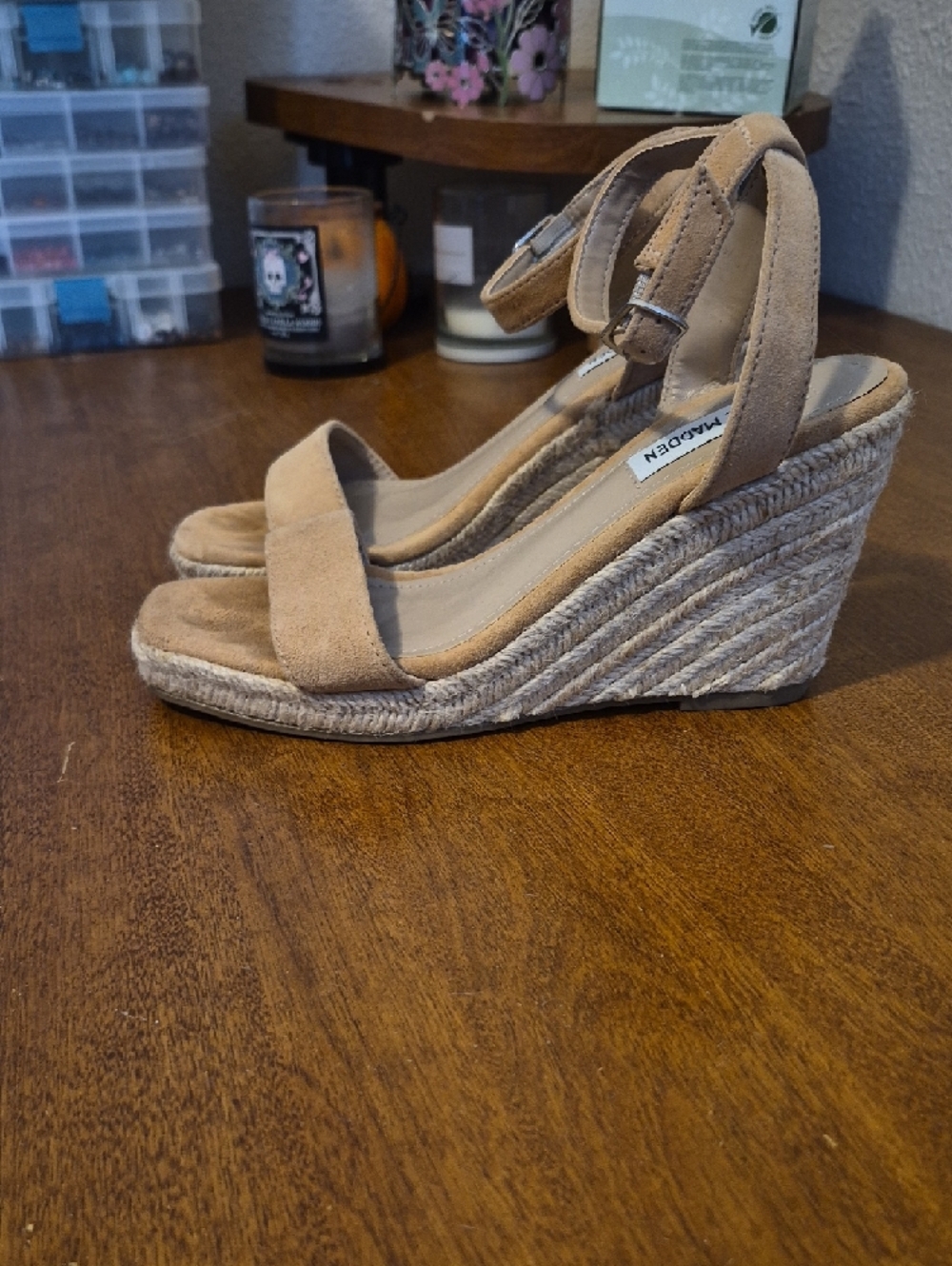 Steve Madden Tan Suede Espadrille Ankle-Strap Sandals - Picture 2 of 5